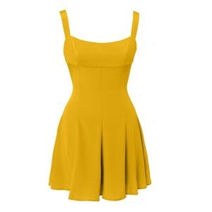 Lily Phellera 100% Silk Omahyra Satin Dress In Mustard Seed Mini